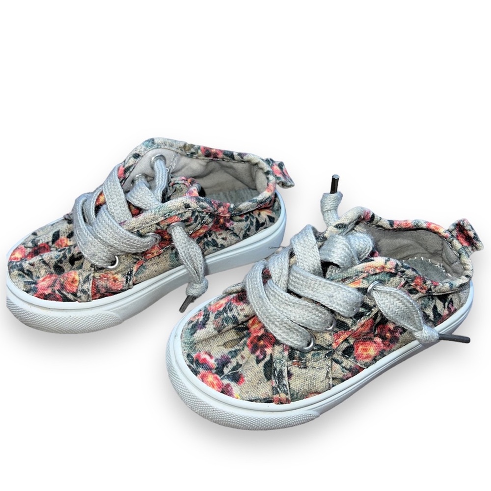 Swiggles Gray Floral Toddler Girl Shoes Size 6 Toddler
